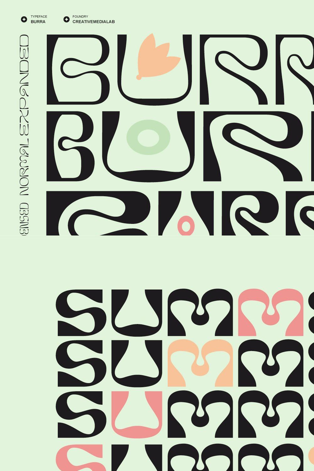 Burra - Psychedelic font pinterest preview image.