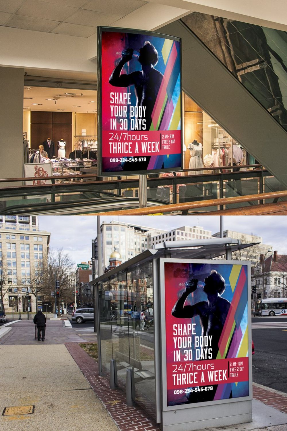 Bus Stop Billboard Ad Template pinterest preview image.