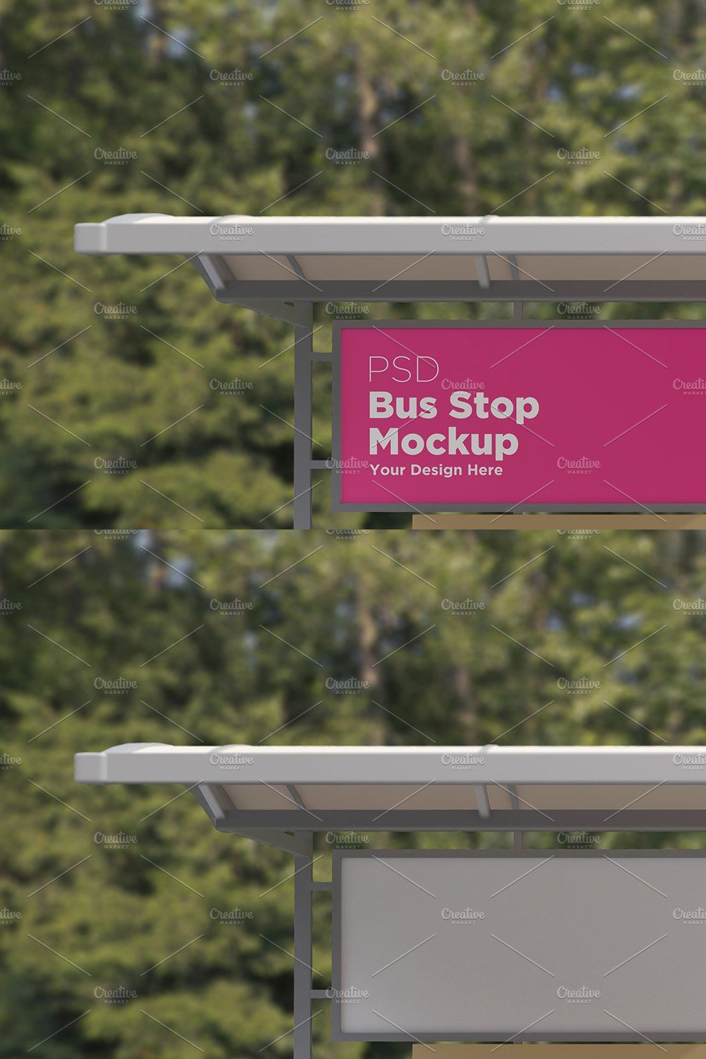 Bus Stop Billboard Mockup pinterest preview image.