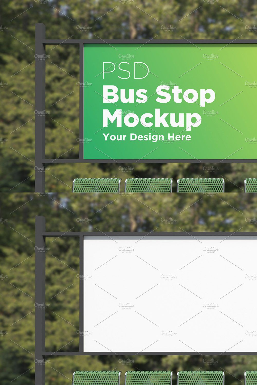 Bus Stop Billboard Mockup pinterest preview image.