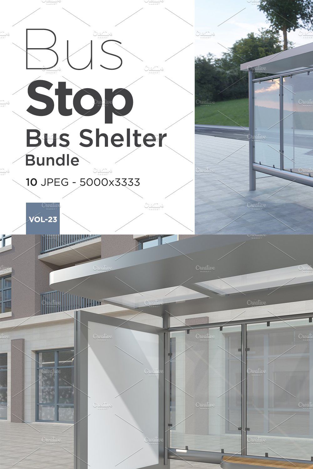 Bus Stop Bus Shelter Mockup Vol-23 pinterest preview image.