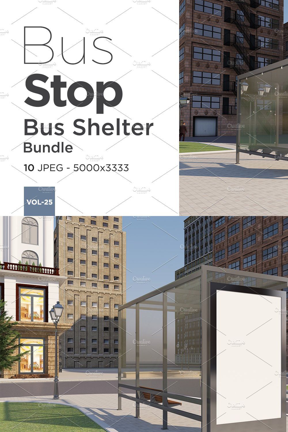 Bus Stop Bus Shelter Mockup Vol-25 pinterest preview image.