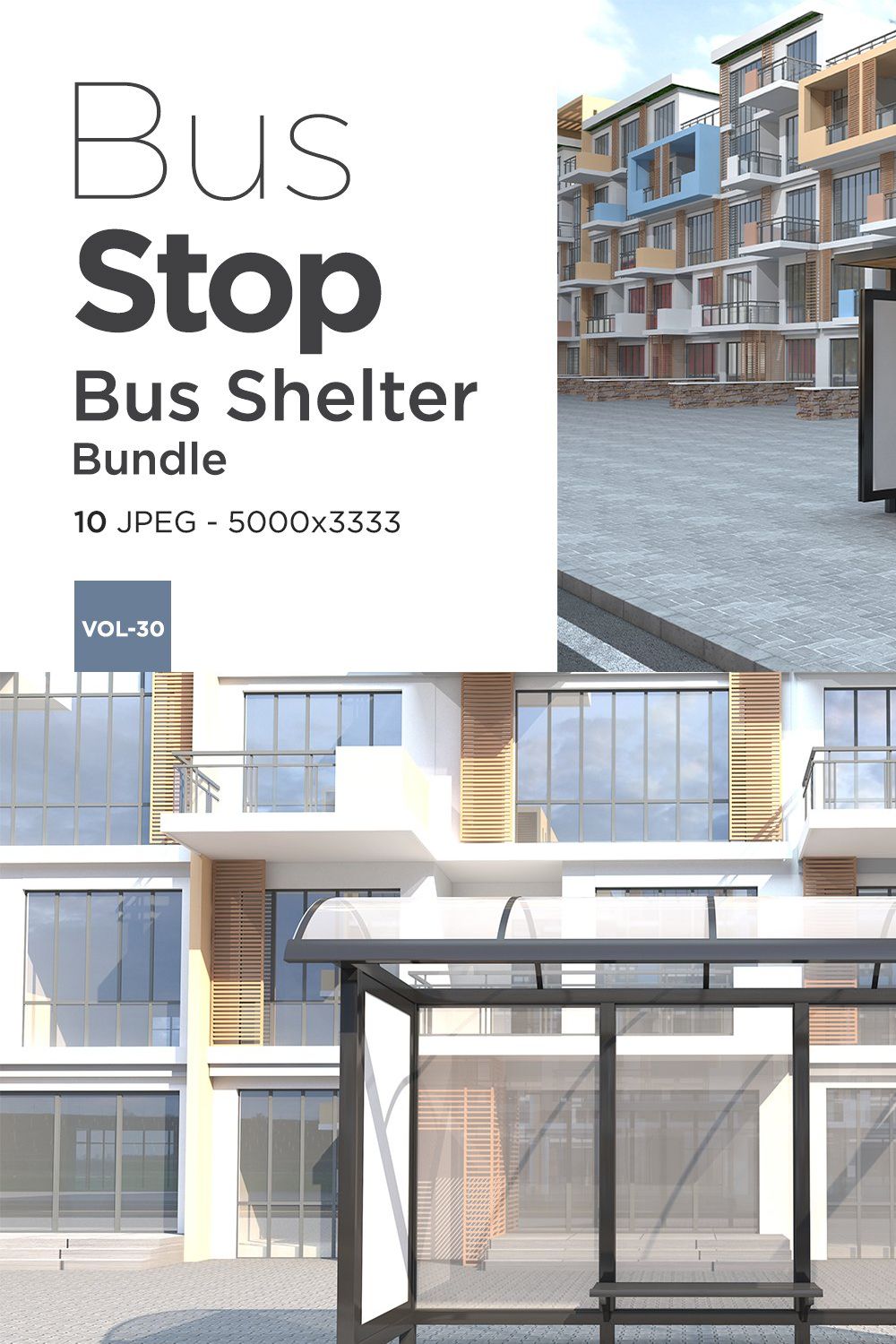 Bus Stop Bus Shelter Mockup Vol-30 pinterest preview image.