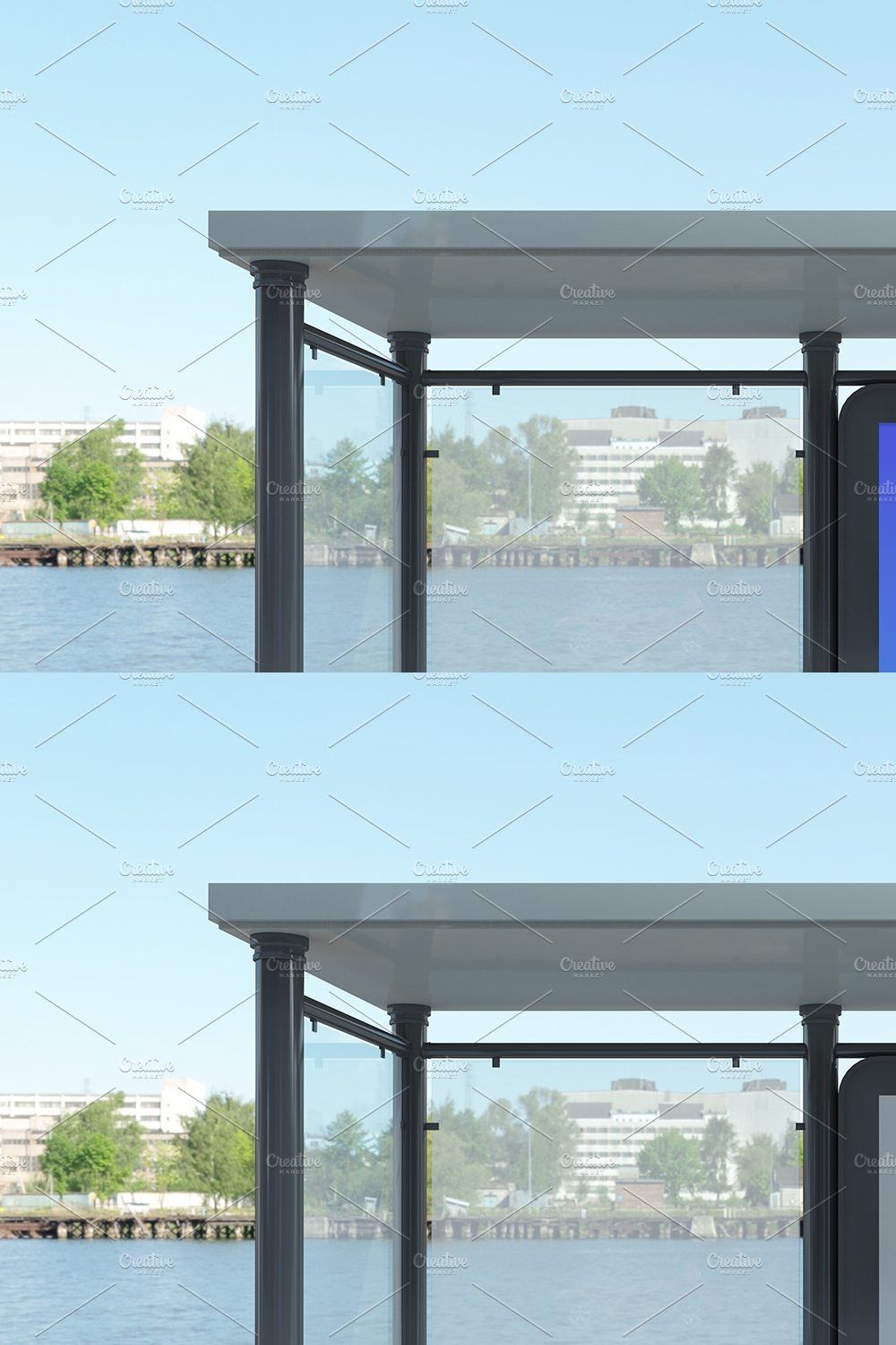 Bus stop Shelter Billboard Mockup pinterest preview image.