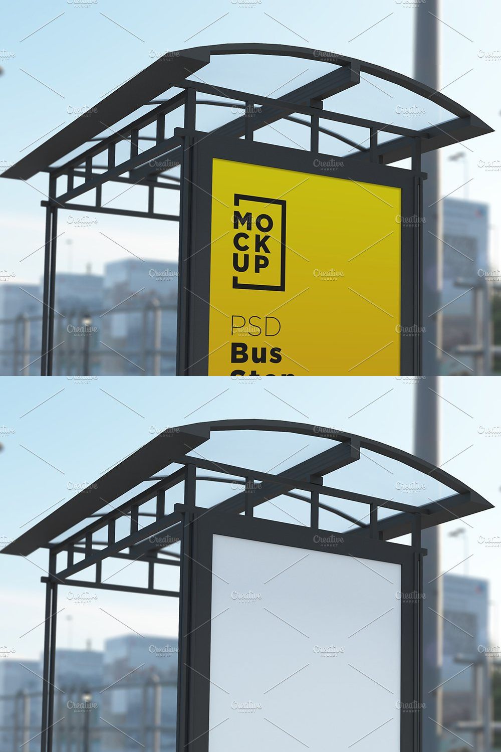 Bus stop Shelter Billboard Mockup pinterest preview image.