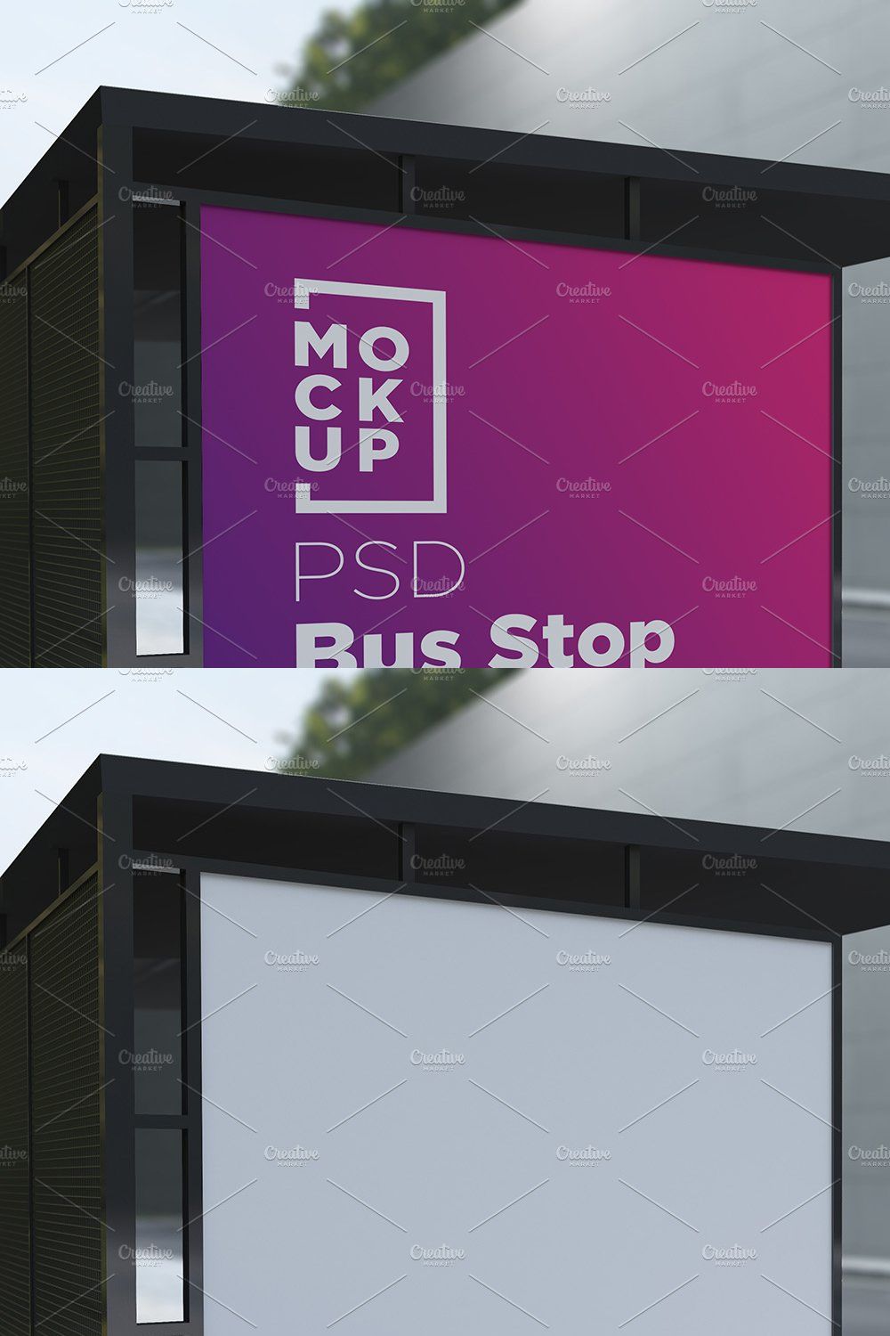 Bus stop Shelter Billboard Mockup pinterest preview image.