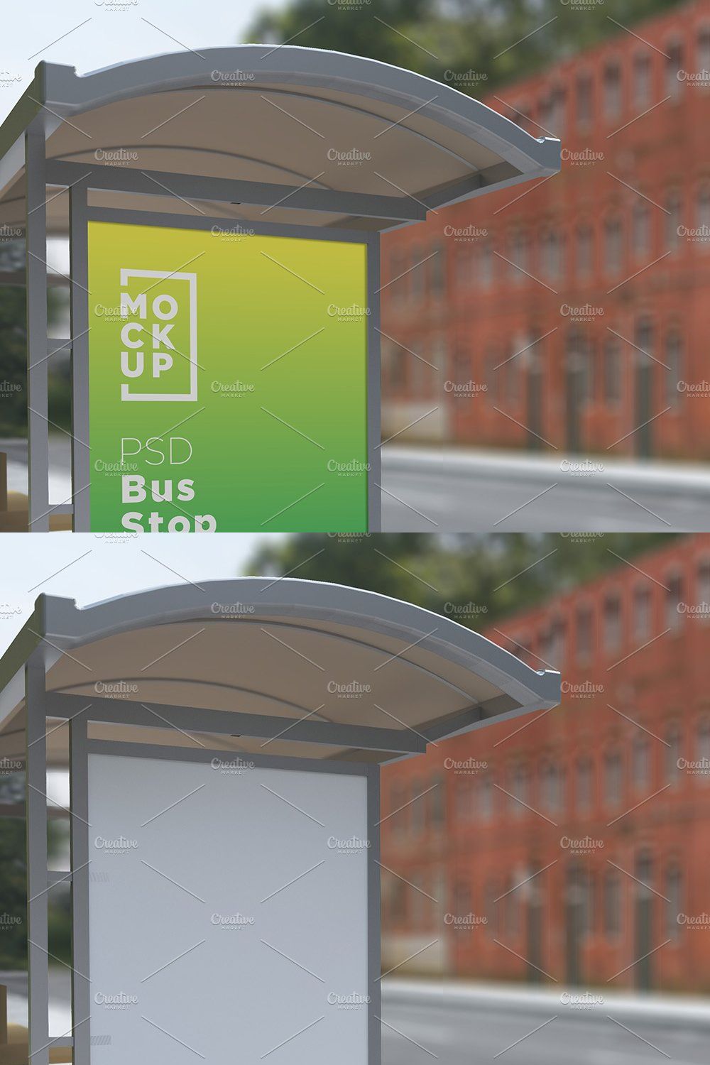 Bus Stop Shelter Sign Mockup pinterest preview image.