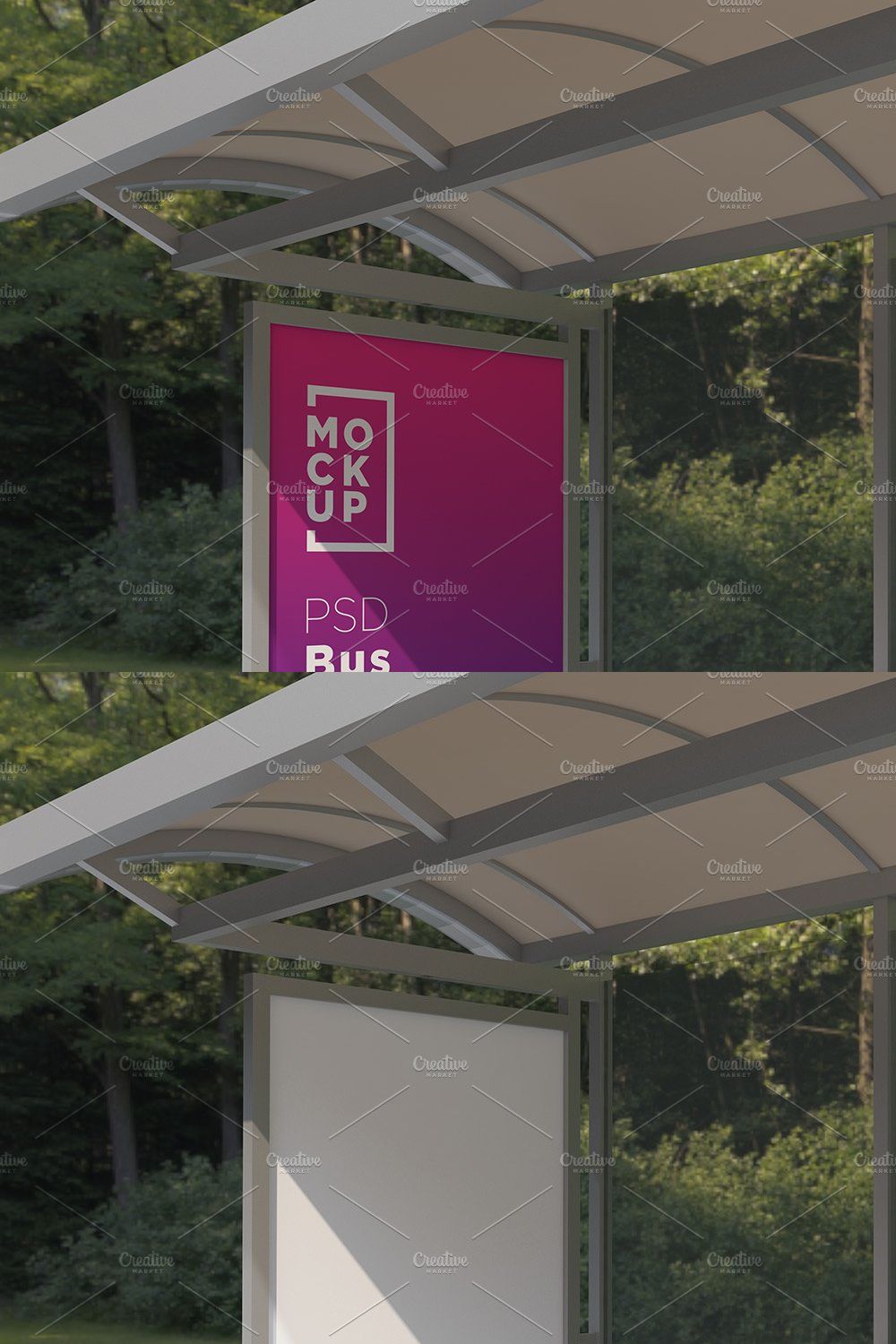 Bus stop Shelter Signage Mockup pinterest preview image.