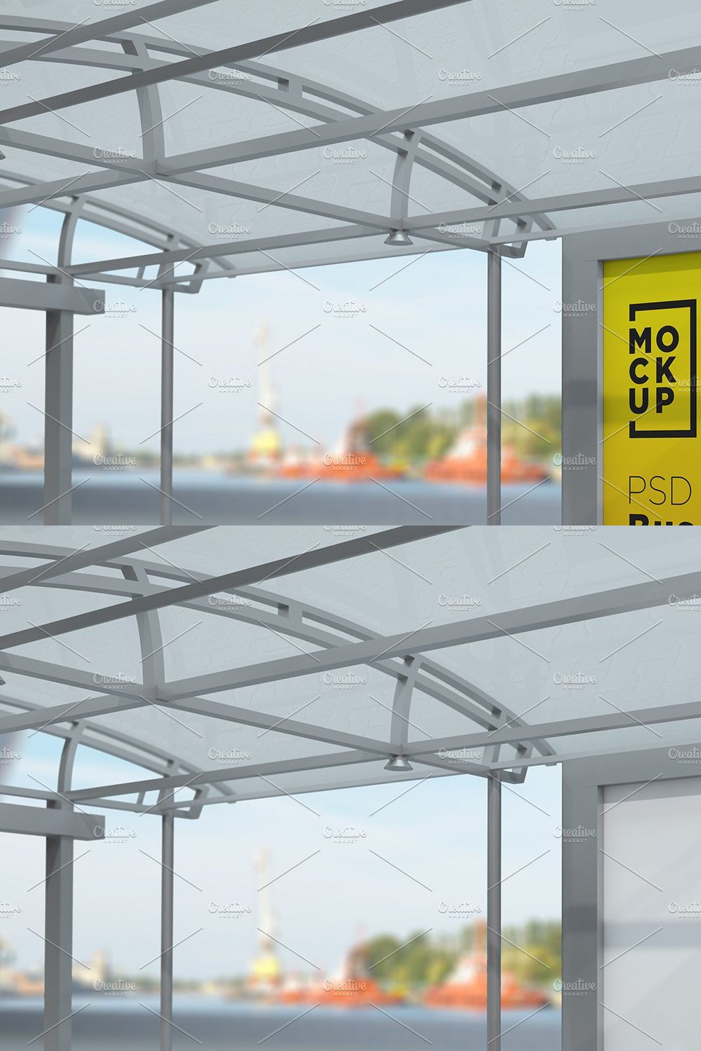 Bus Stop Sign Mockup pinterest preview image.