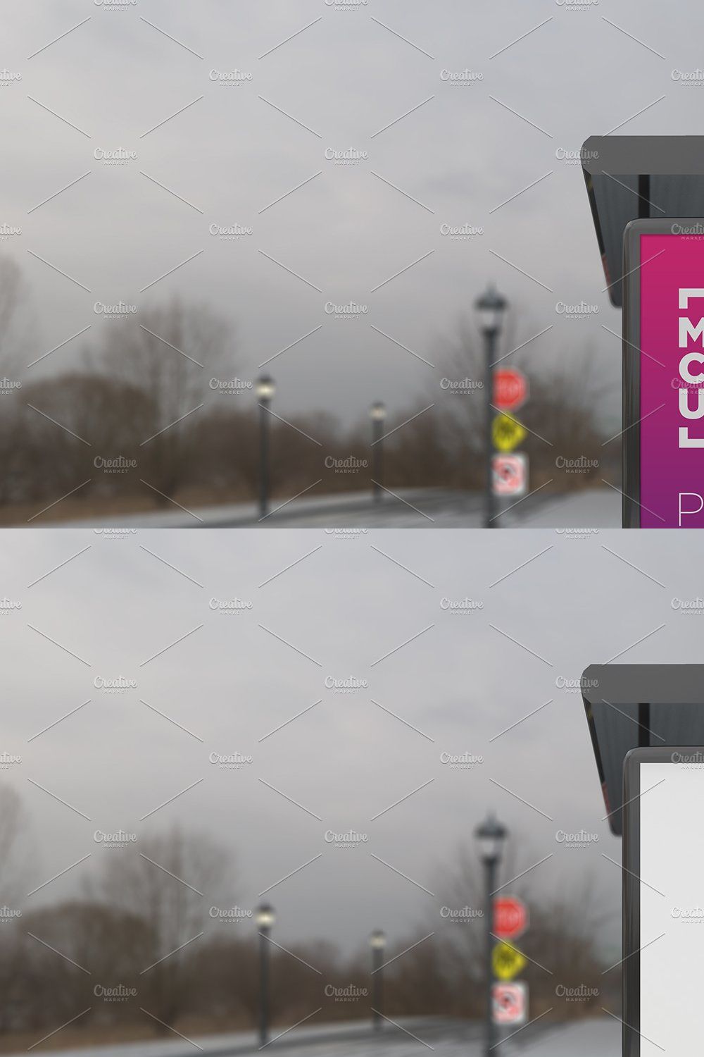 Bus Stop Sign Mockup pinterest preview image.