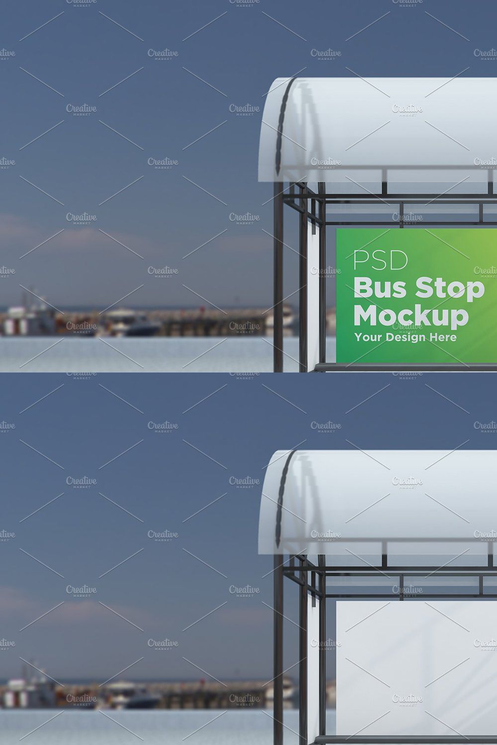 Bus Stop Sign Mockup pinterest preview image.