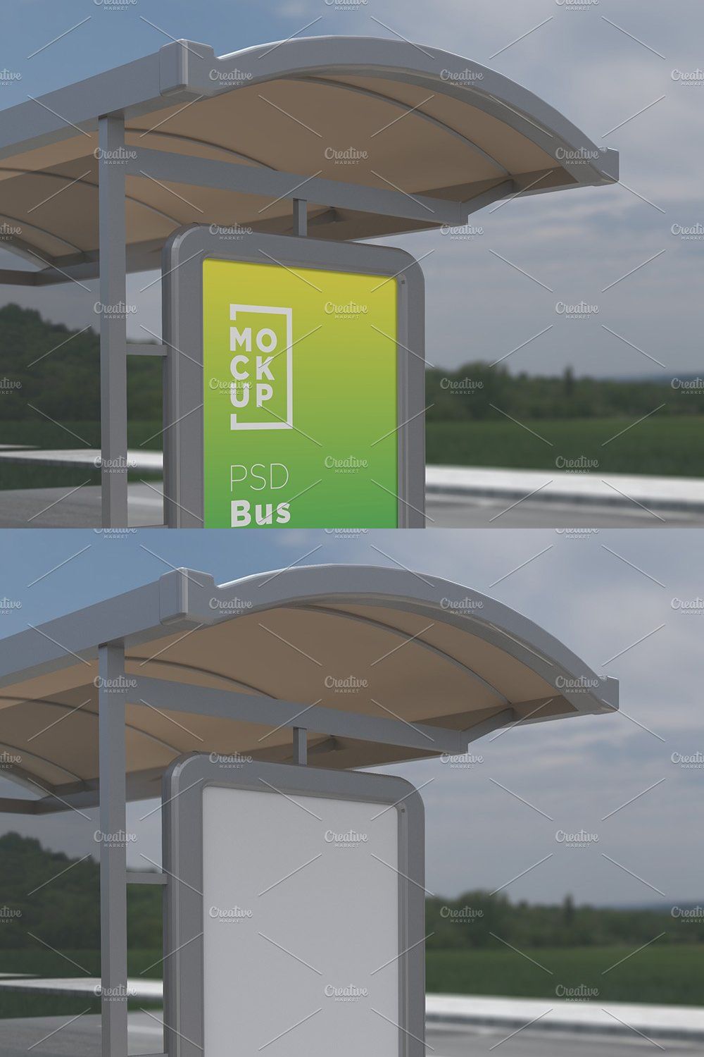 Bus Stop Sign Mockup pinterest preview image.