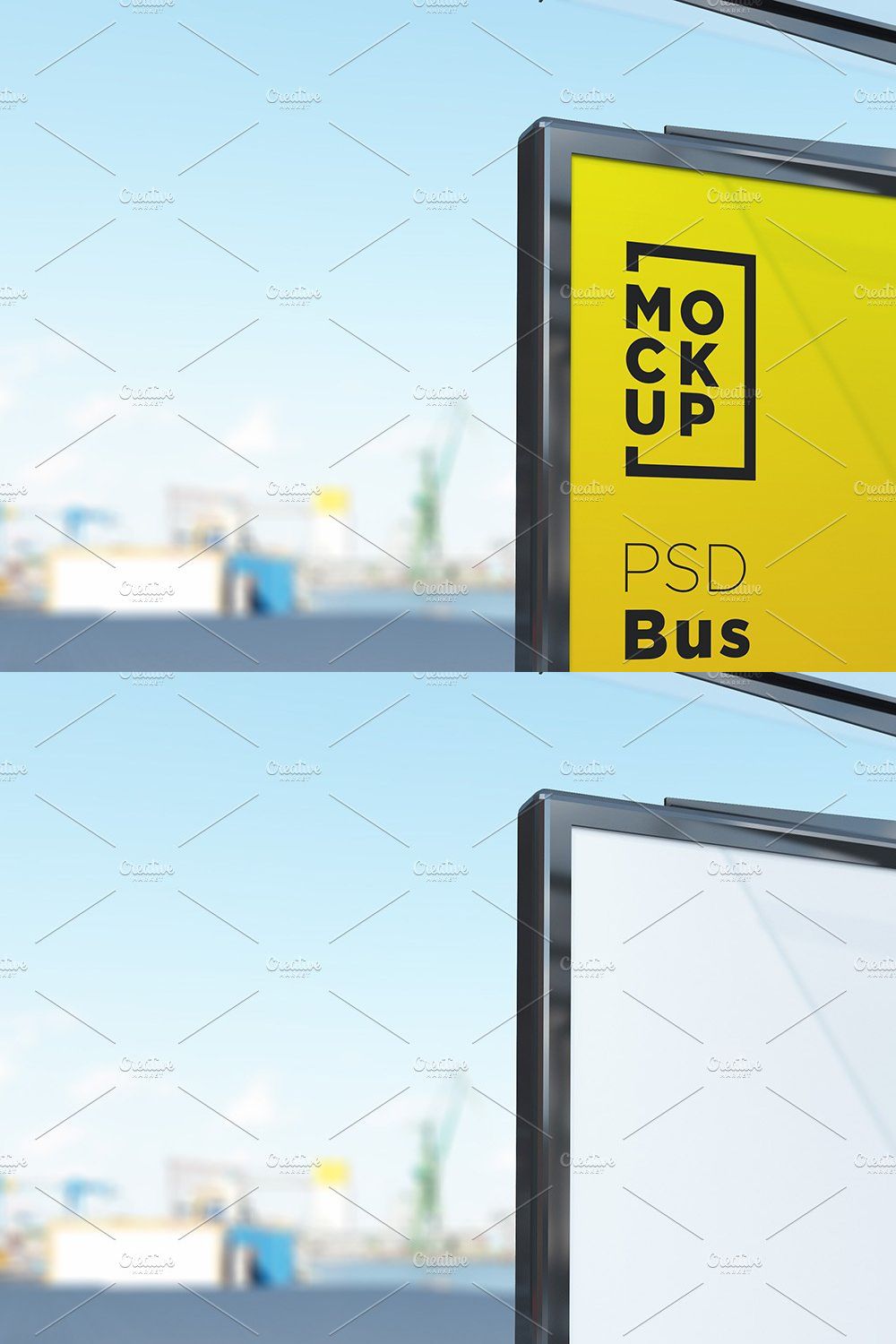 Bus Stop with 2 Sign Mockup pinterest preview image.