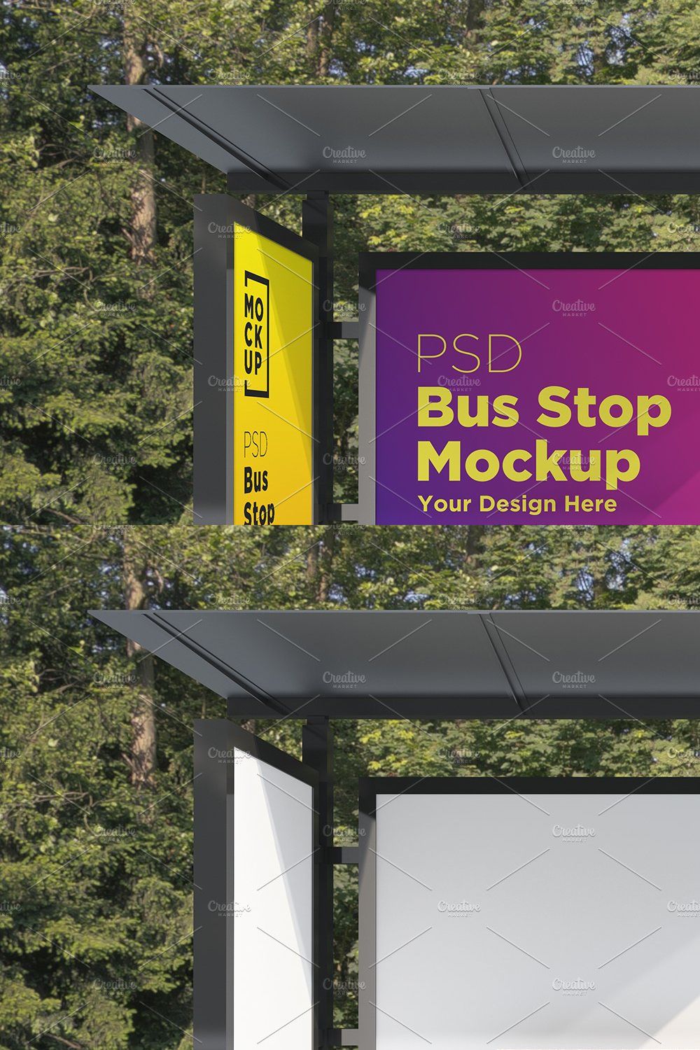 Bus Stop with 2 Sign Mockup pinterest preview image.