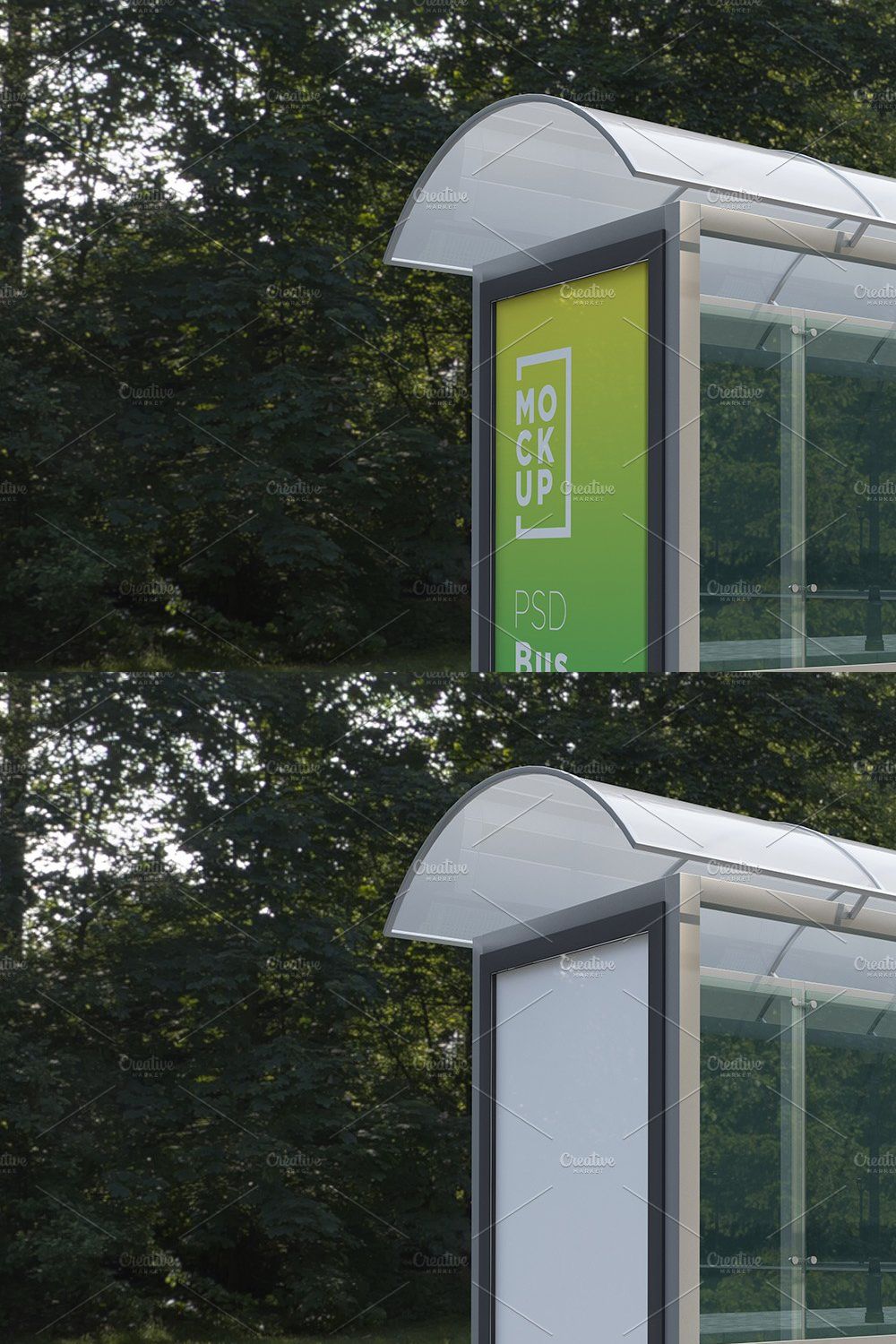 Bus Stop with 2 Sign Mockup pinterest preview image.