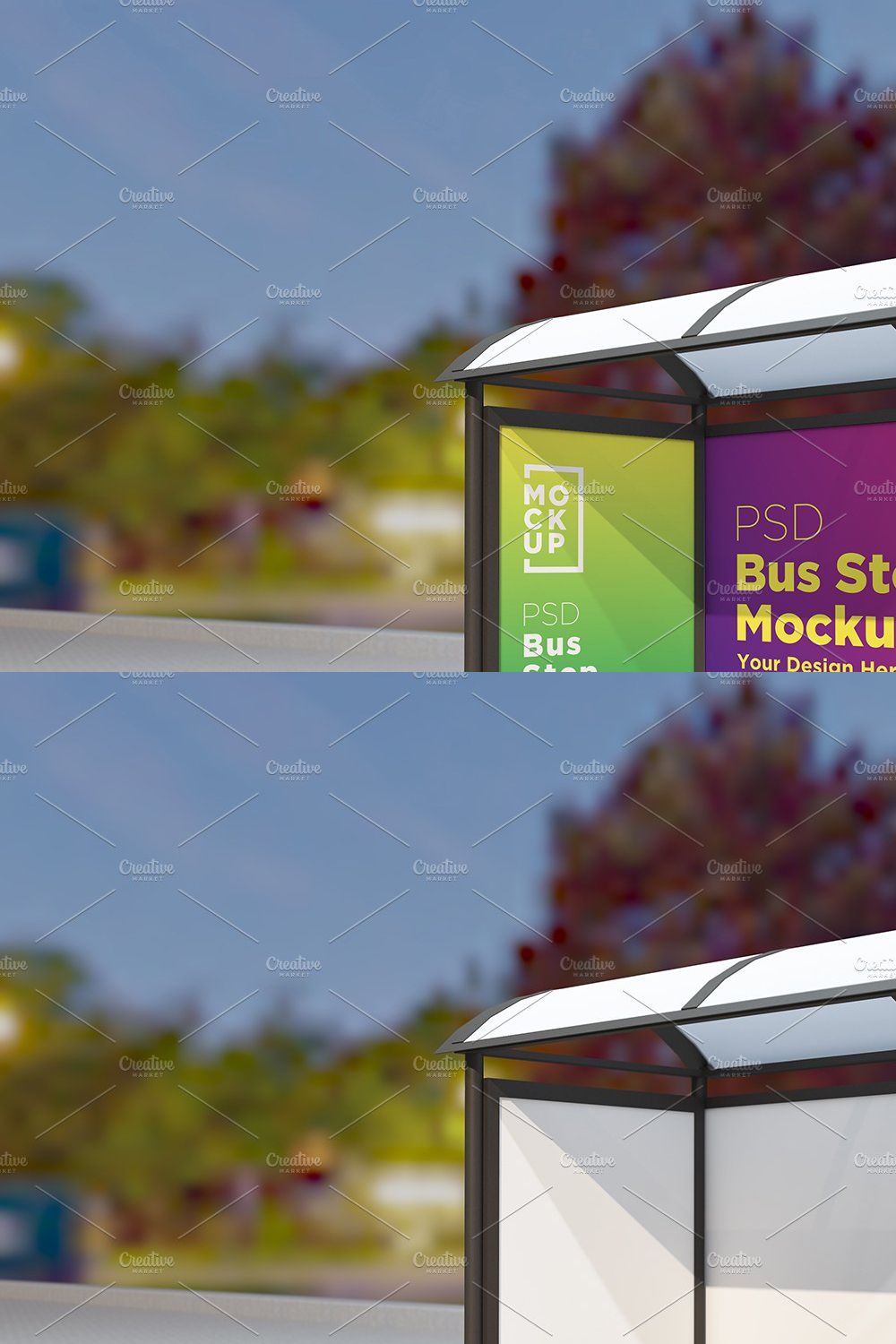 Bus stop with 2 sing Mockup pinterest preview image.