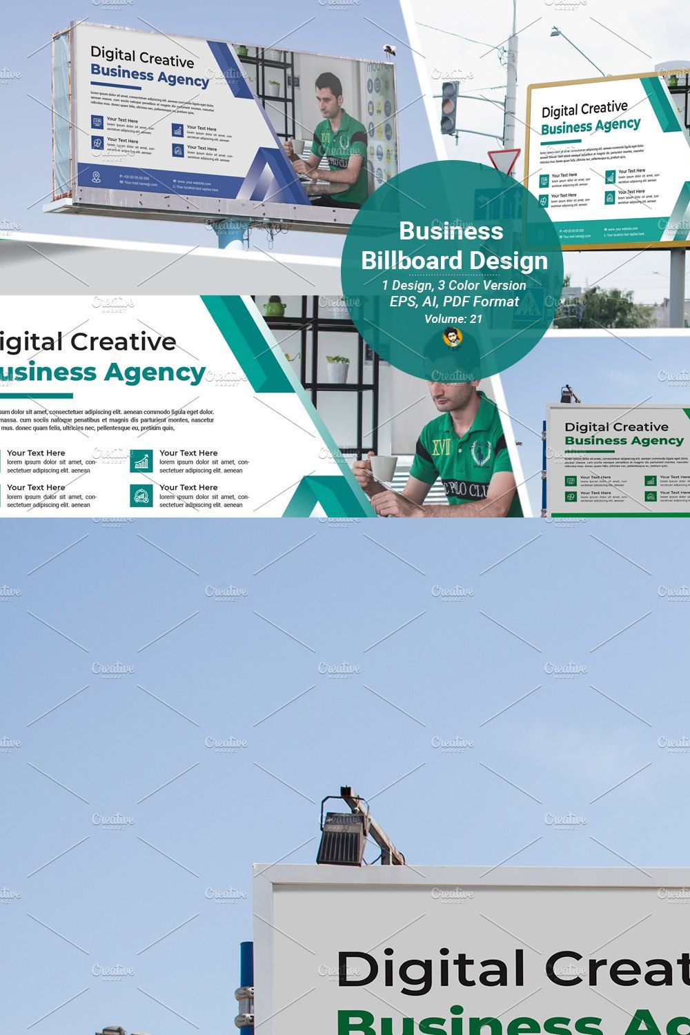 Business Billboard Design Template pinterest preview image.