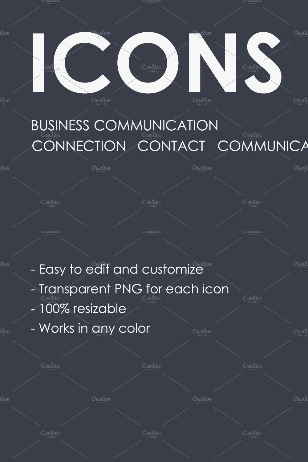 Business communication icons pinterest preview image.