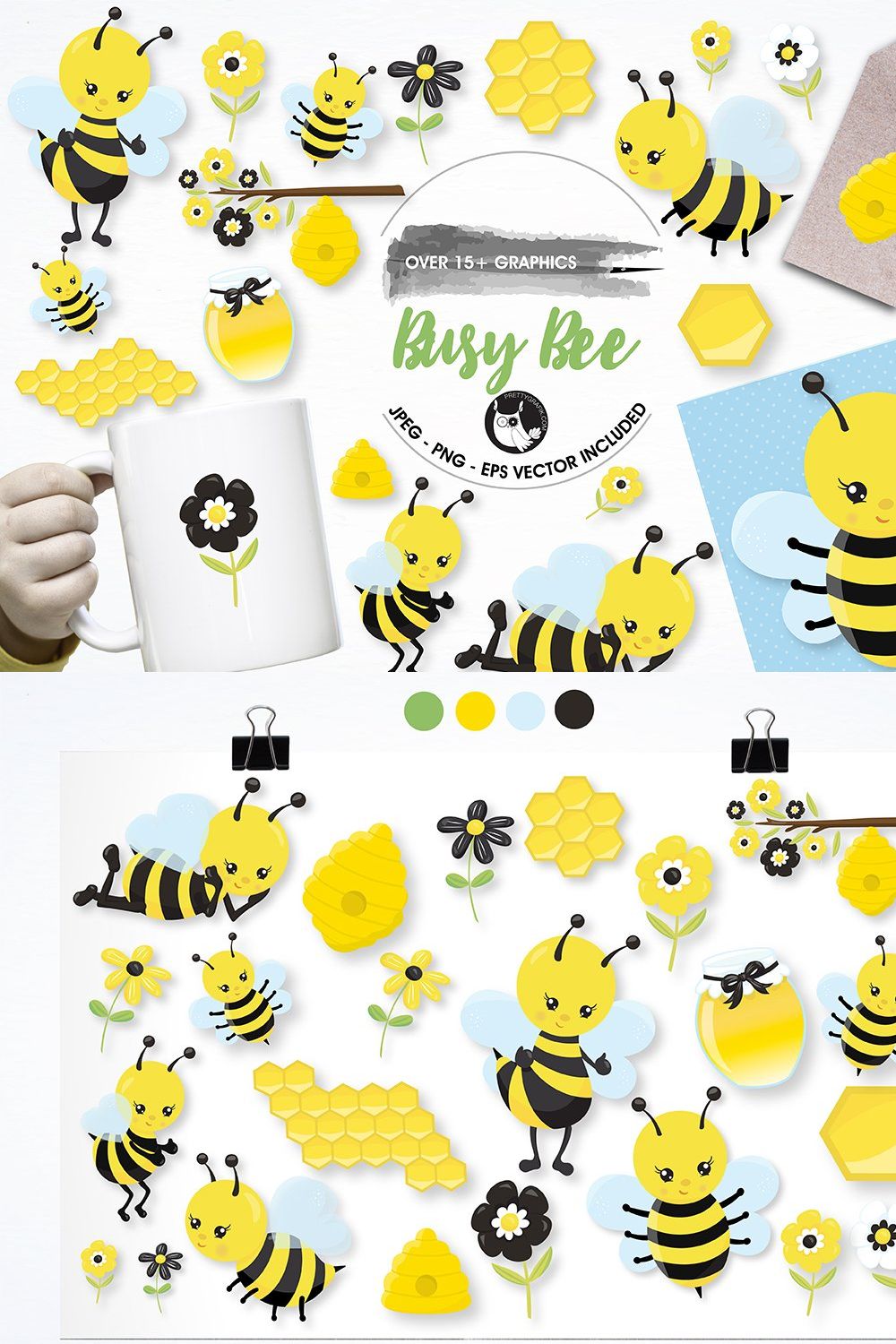 Busy bee graphics and illustrations pinterest preview image.