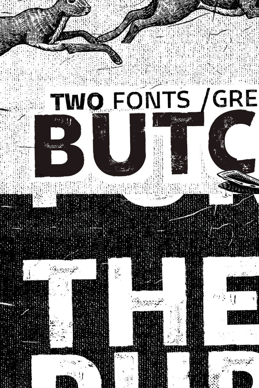 Butcher Fonts / Greek+Cyrillic -50% pinterest preview image.