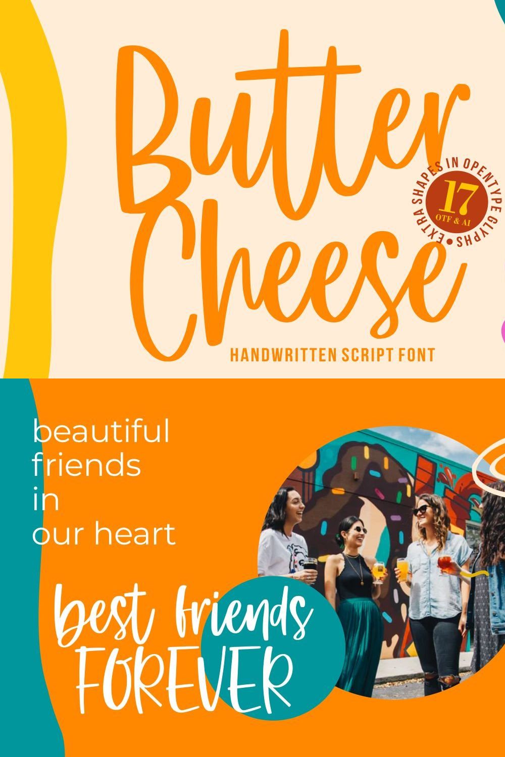 Butter Cheese - Handwritten Font pinterest preview image.