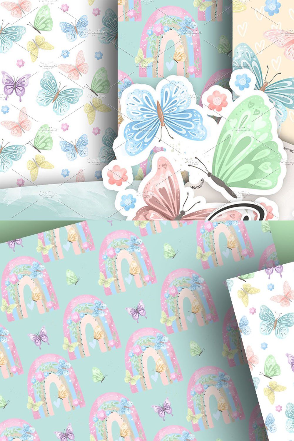 Butterflies digital paper pack pinterest preview image.