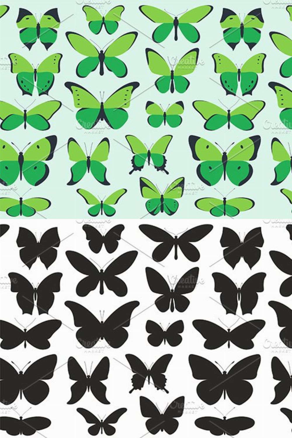 Butterflies set pinterest preview image.