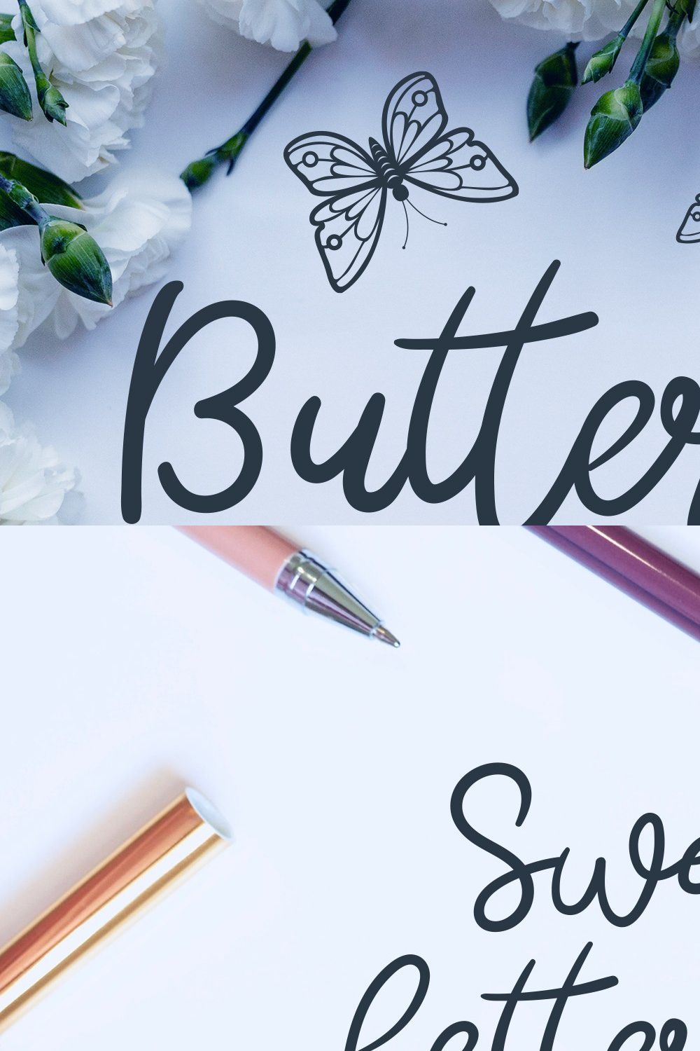 Butterfly a lovely script font pinterest preview image.