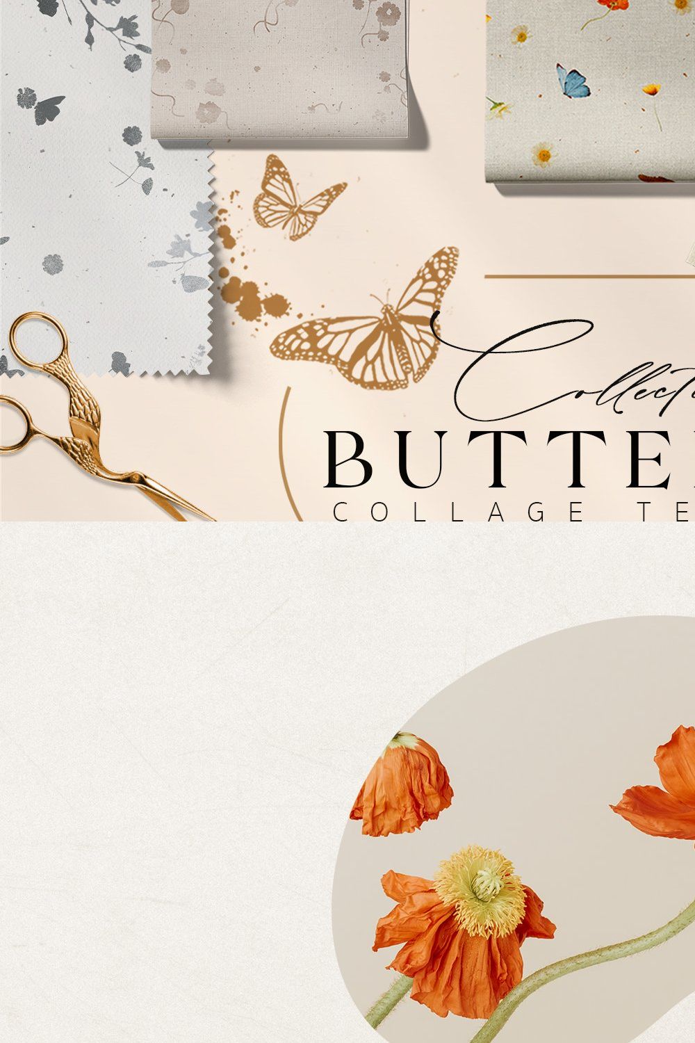 Butterfly Collage Paper Textures pinterest preview image.