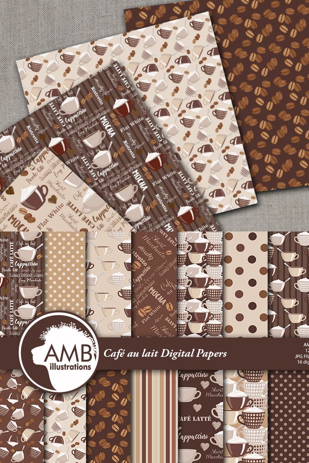 Cafe au lait, Coffee papers AMB-1563 pinterest preview image.