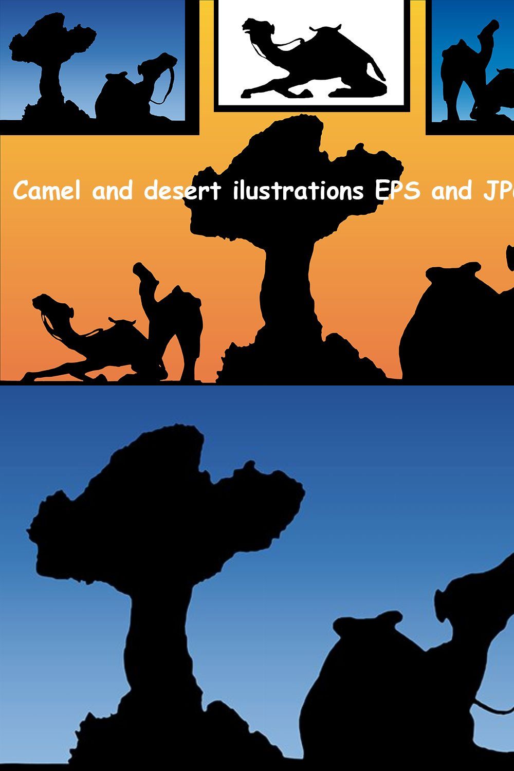 Camel and desert vectors pinterest preview image.
