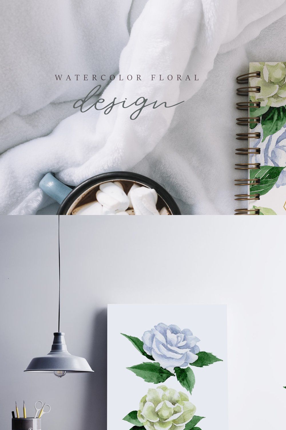 Camelia white Watercolor png pinterest preview image.