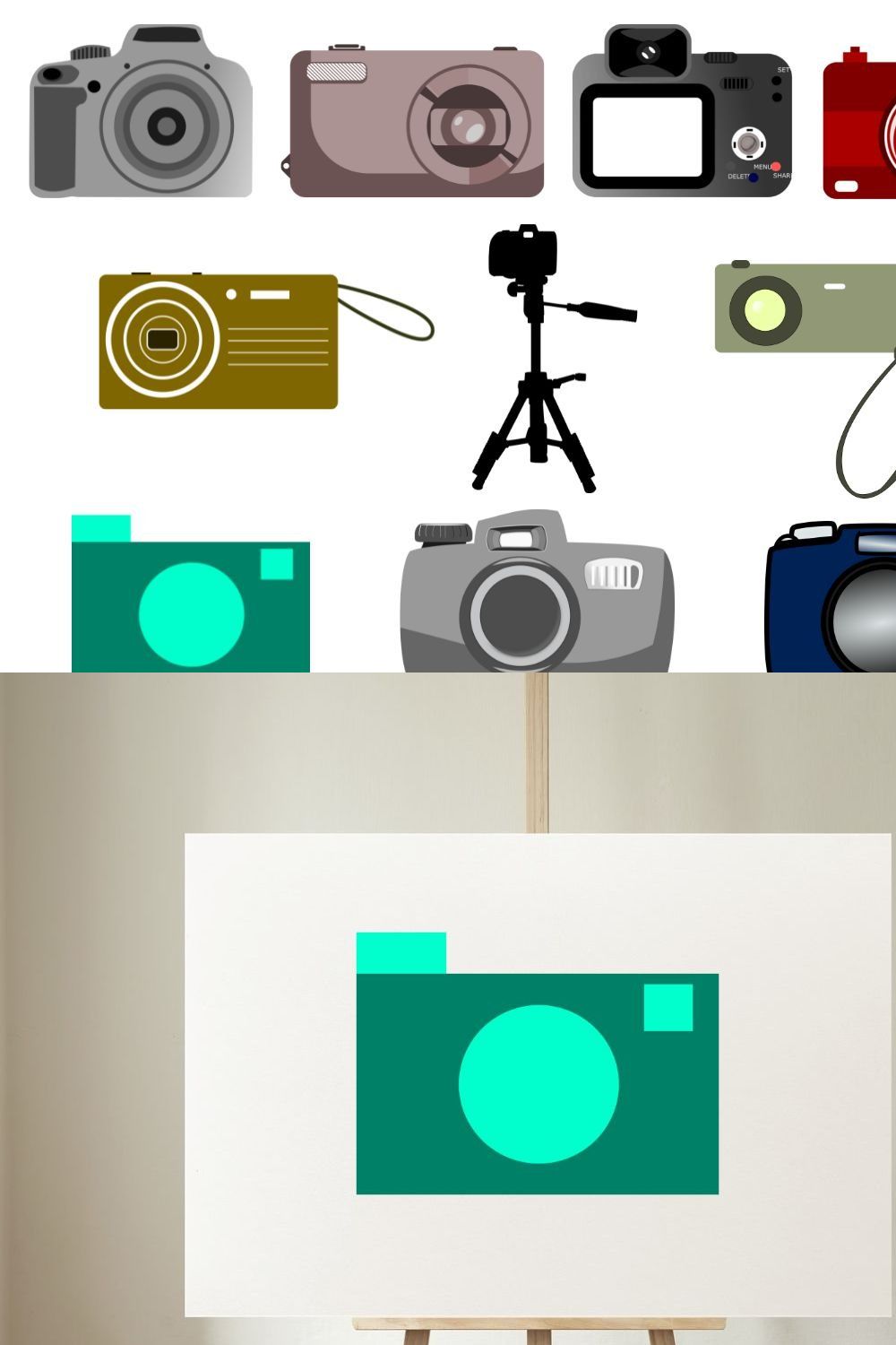 Camera Clipart and Vector pinterest preview image.