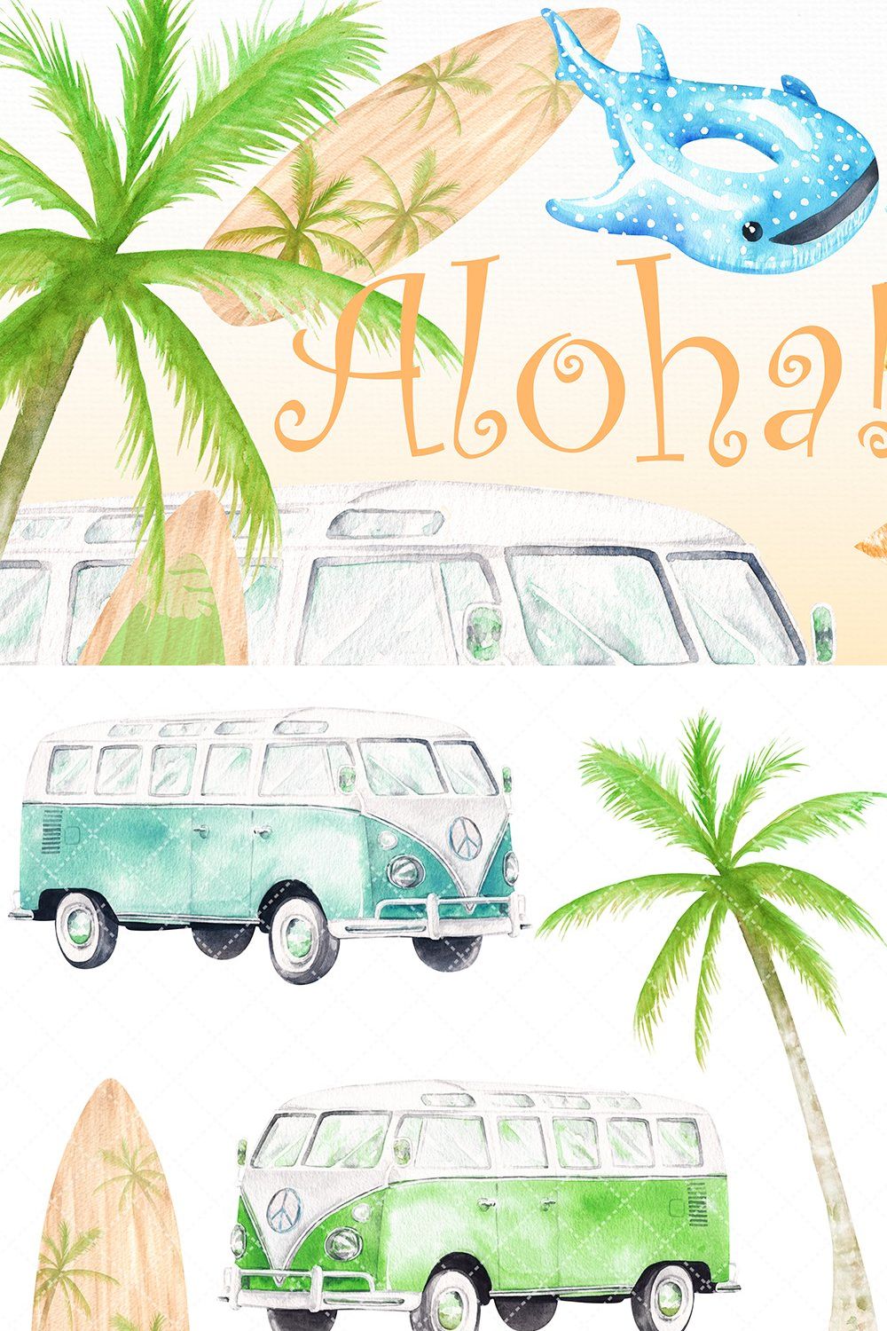 Camper van and surf boards cliparts pinterest preview image.