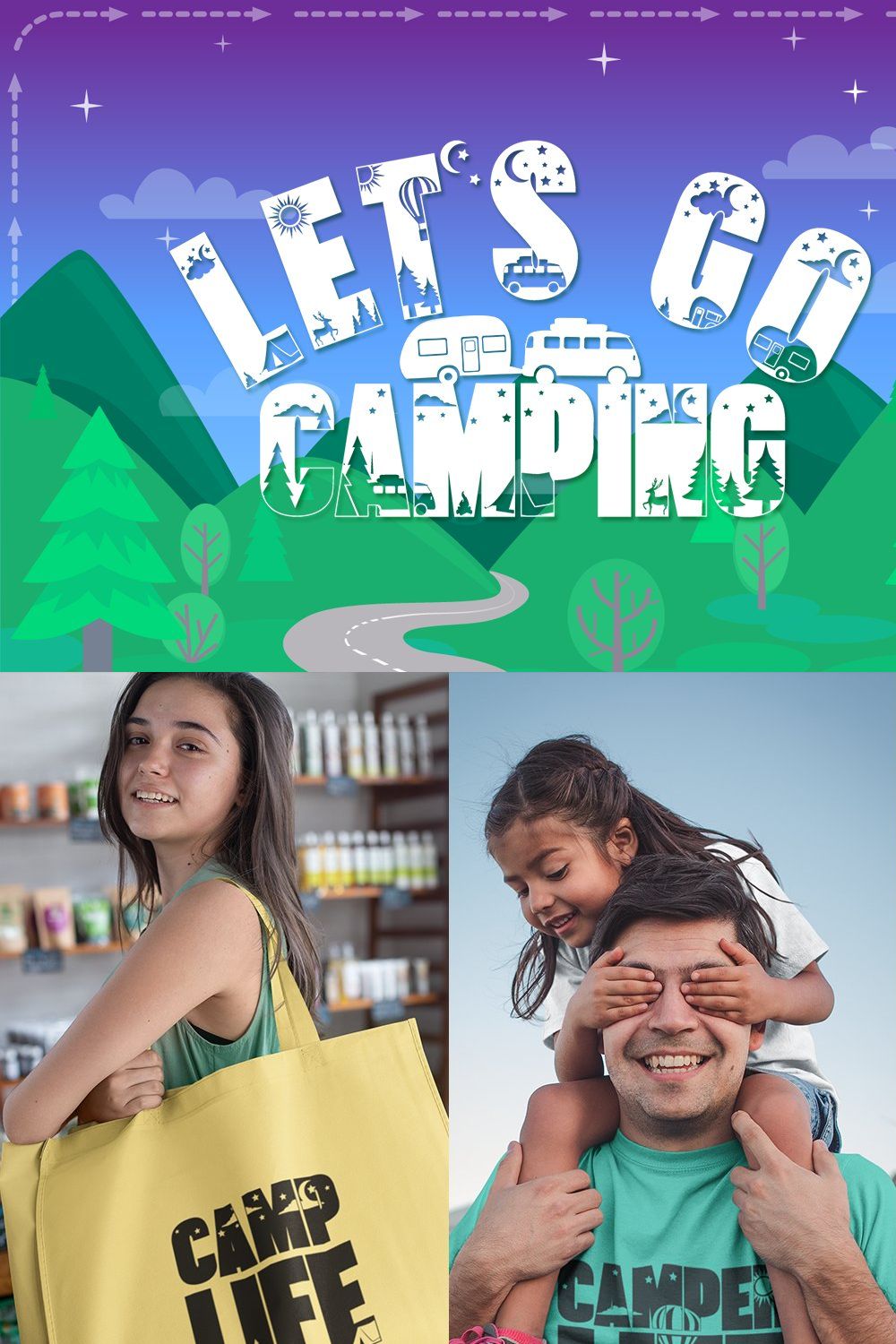 Camping Font - Let's Go Camping pinterest preview image.