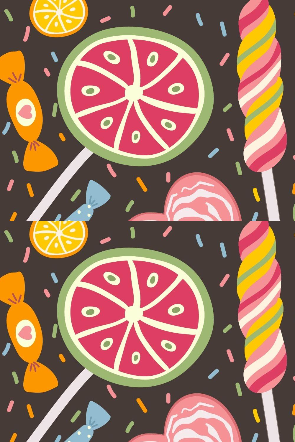 Candies and Sweets. Seamless pattern pinterest preview image.