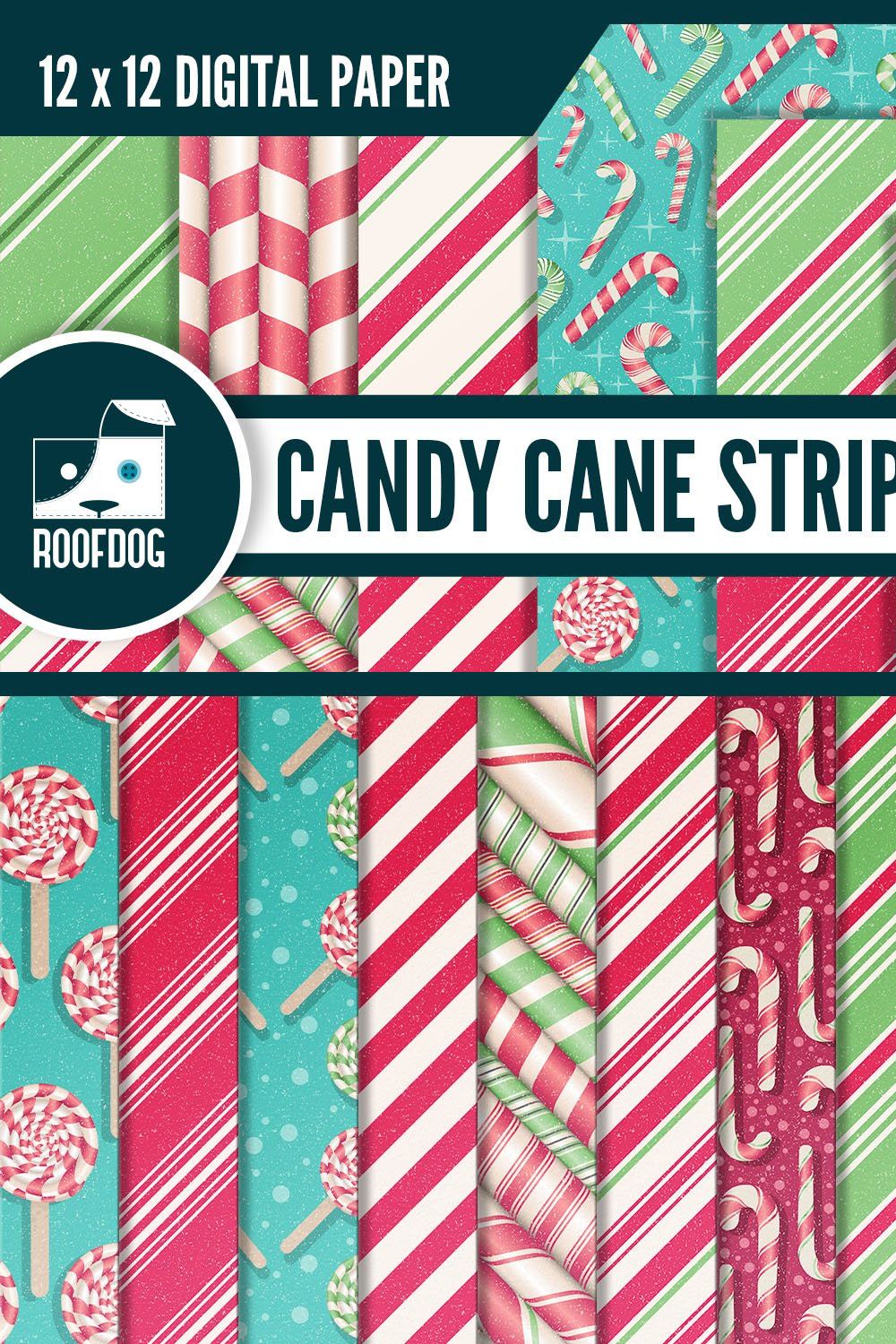Candy cane stripe digital paper pinterest preview image.