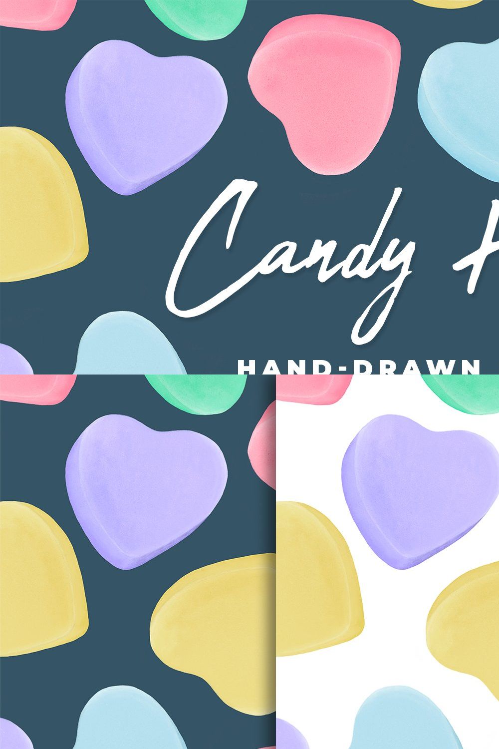 Candy Hearts Valentines Day Pattern pinterest preview image.
