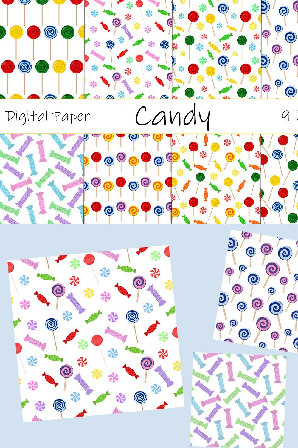 Candy pattern. Lollipop pattern. pinterest preview image.