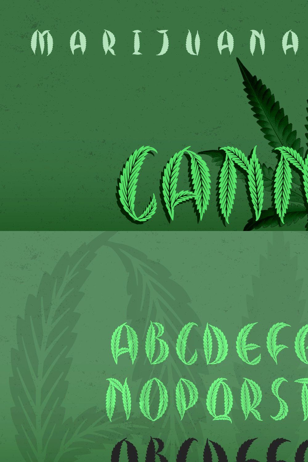 Cannabis Leaf Font - Hemp Leaf pinterest preview image.