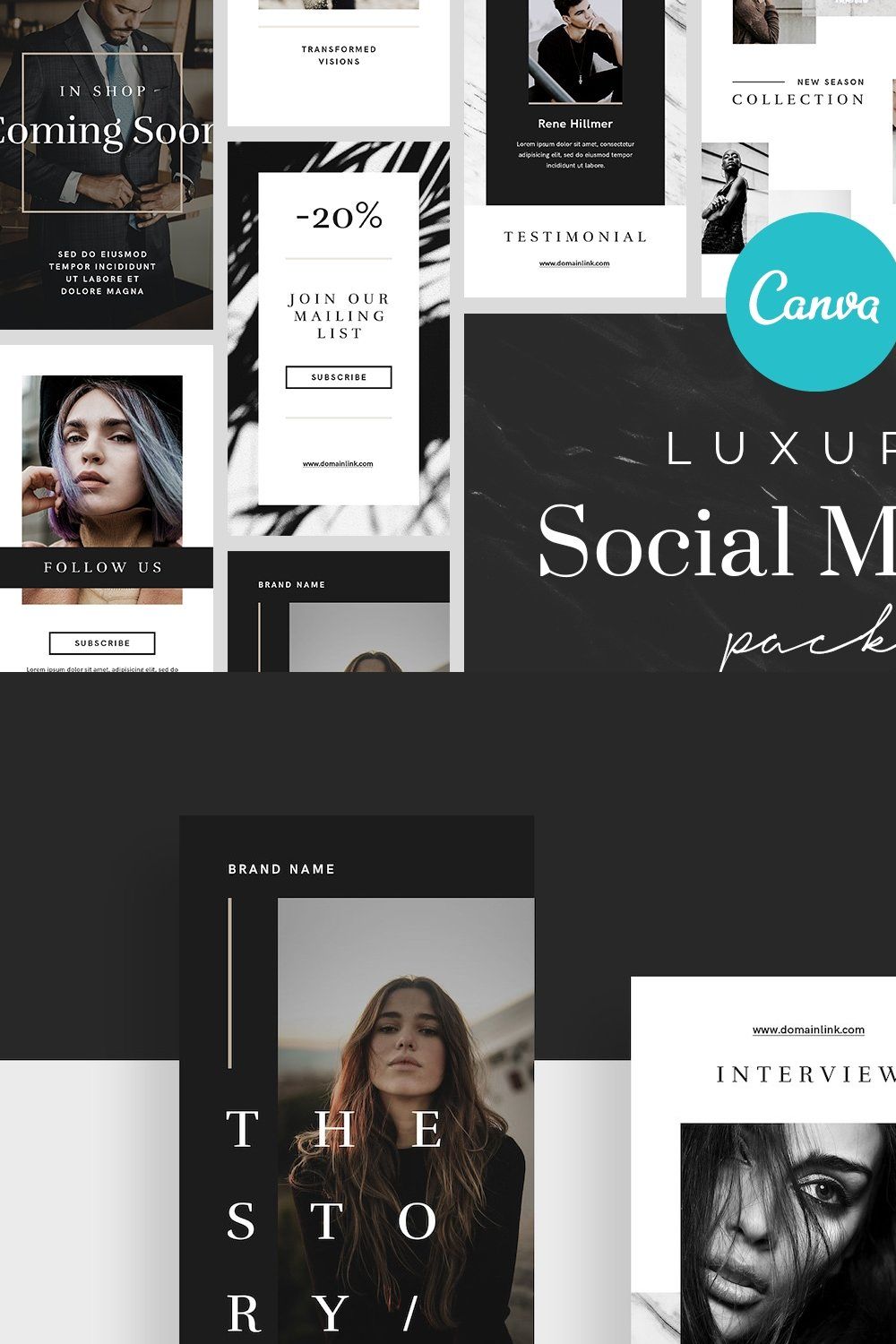 Canva Luxury Socia Media Instagram pinterest preview image.