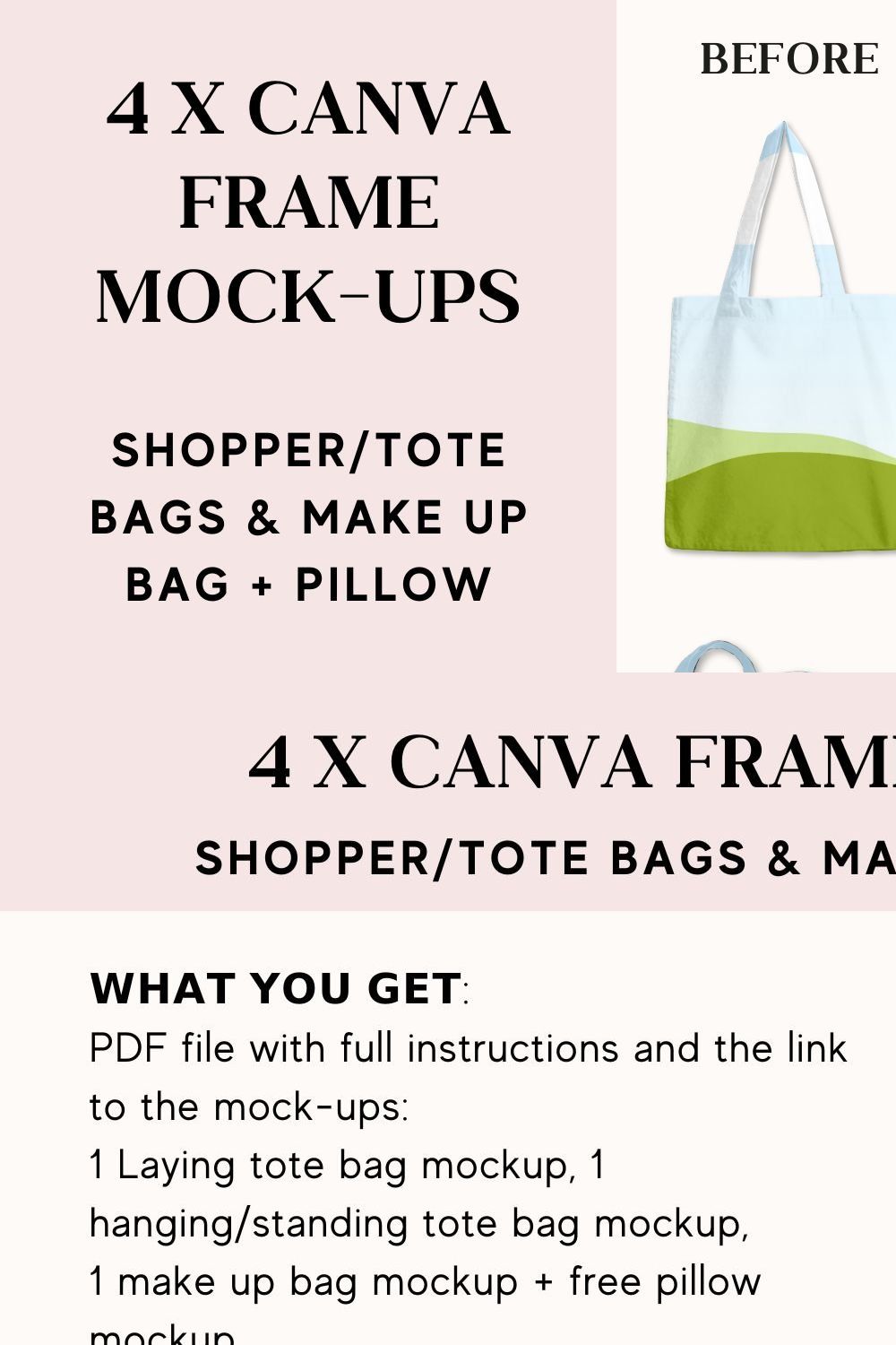 Canva Tote bag makeup bag mock-ups pinterest preview image.