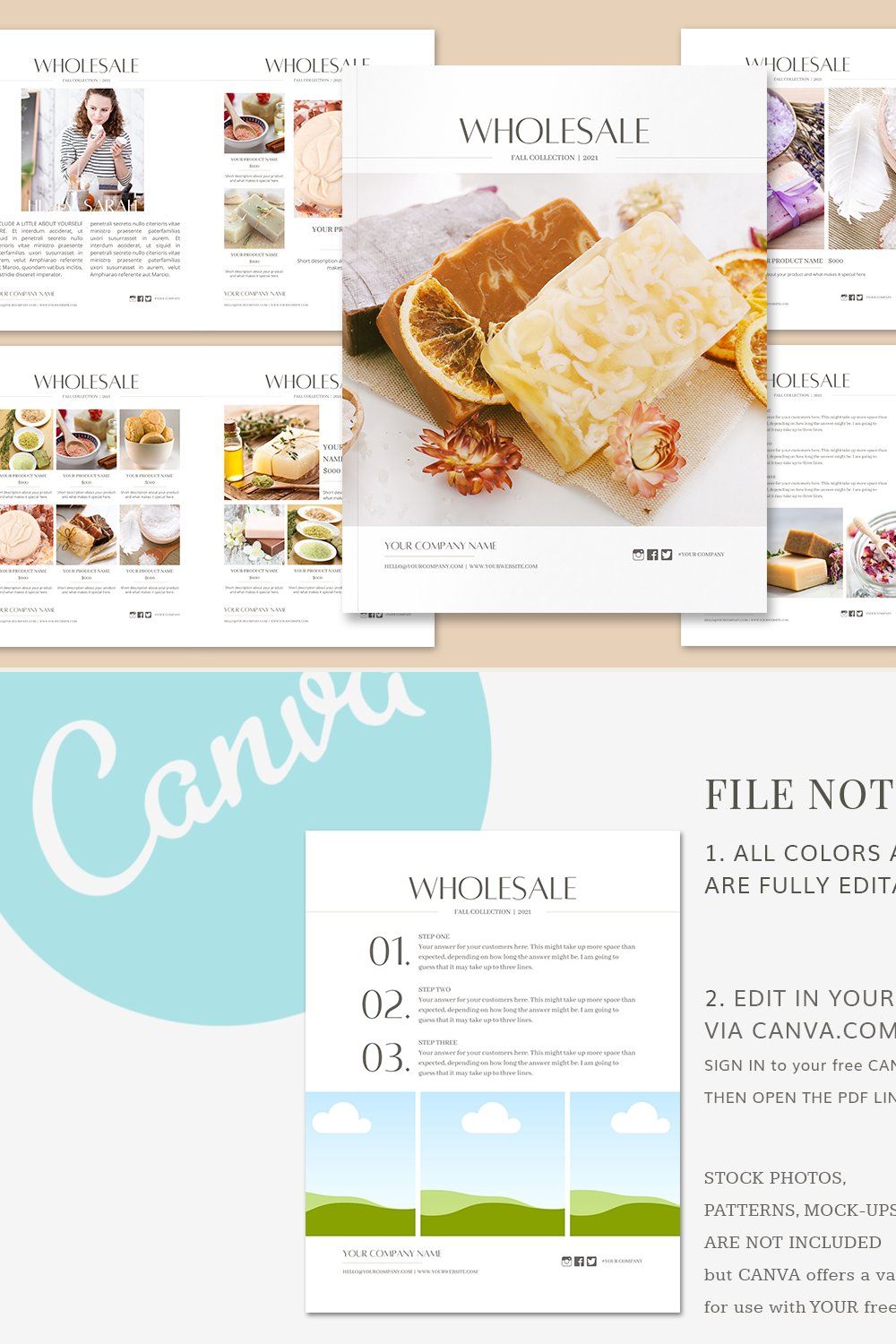 CANVA Wholesale Catalog Template pinterest preview image.
