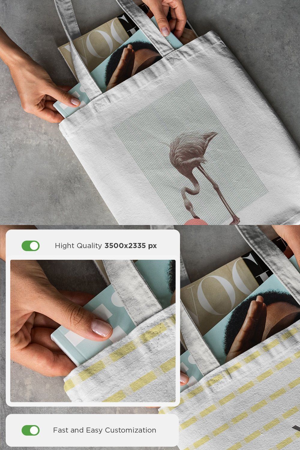 Canvas Tote Bag Mock-Up Lifestyle pinterest preview image.
