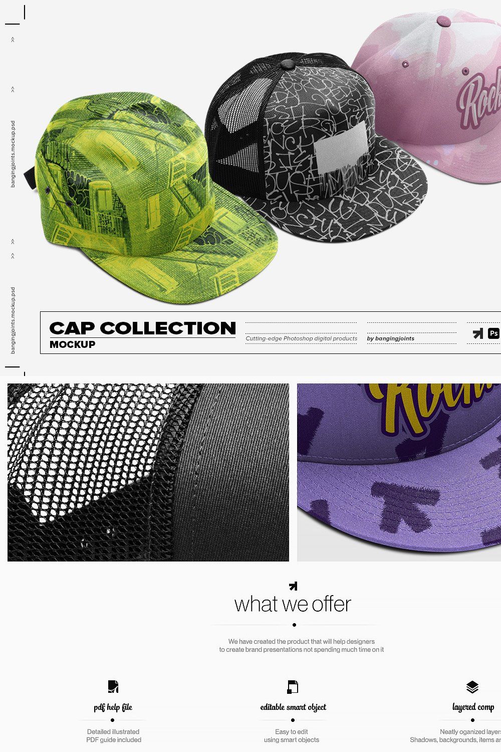 Cap Collection Mockup pinterest preview image.