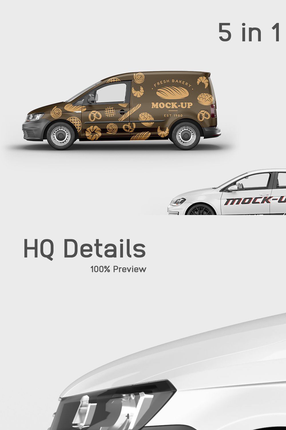 Car Mockup Pack 5 in 1 pinterest preview image.