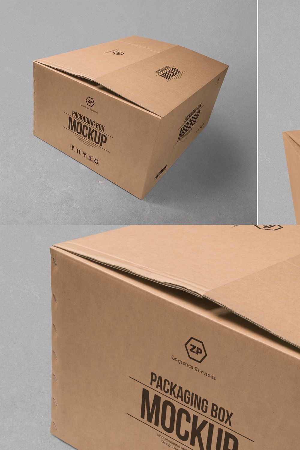 Cardboard Box Mockups pinterest preview image.