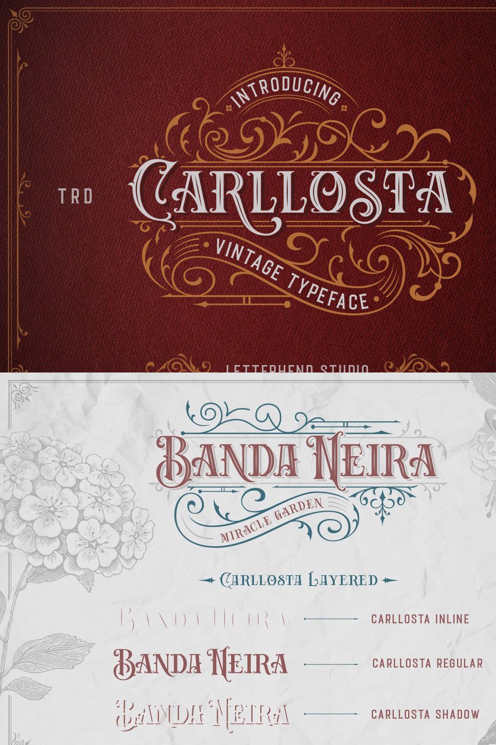 Carllosta - Layered Font (+EXTRAS) pinterest preview image.