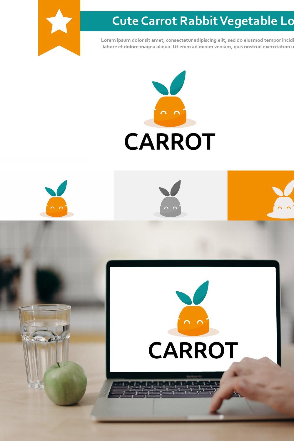 Carrot Bunny Rabbit Vegetable Logo pinterest preview image.