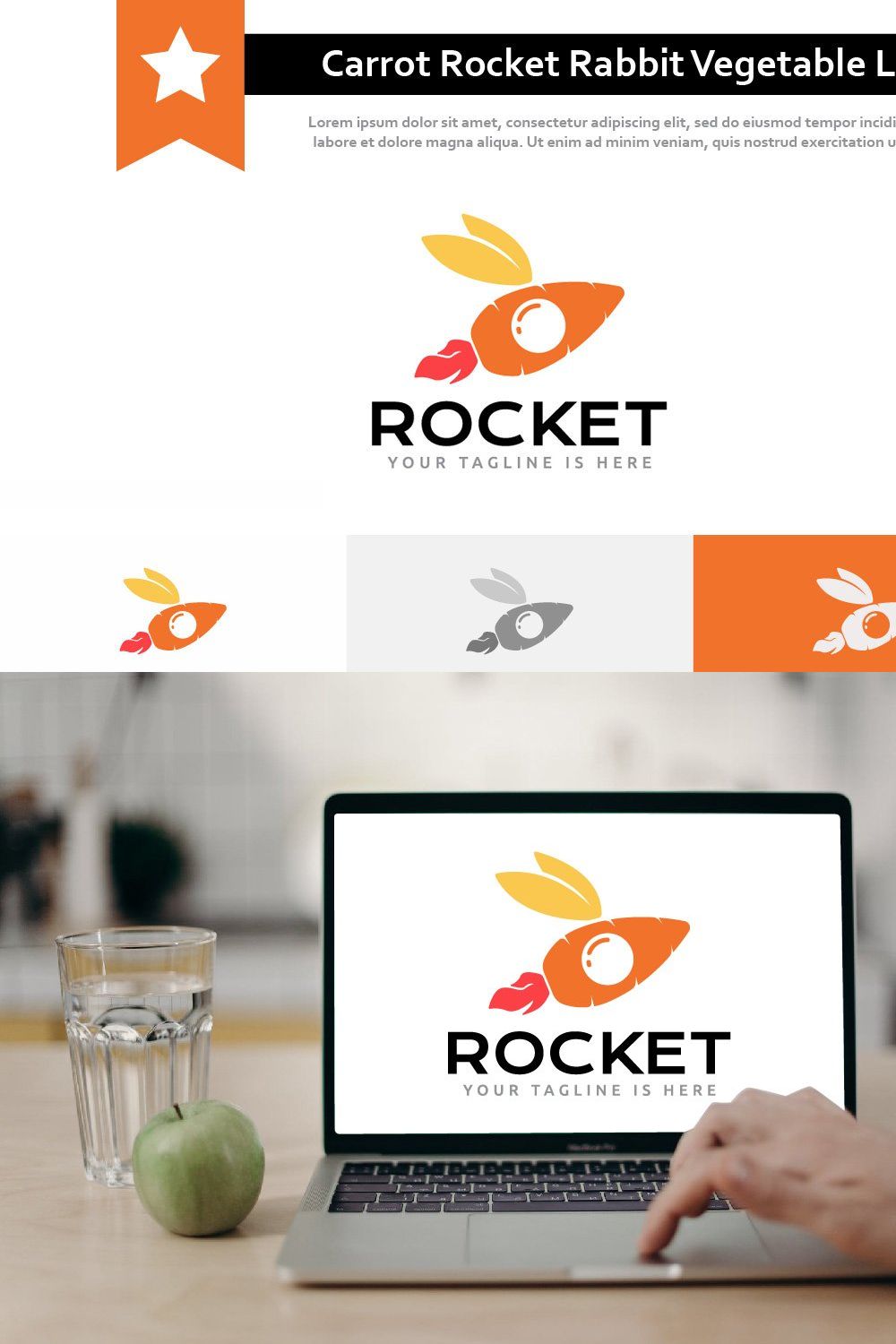 Carrot Rocket Rabbit Bunny Logo pinterest preview image.